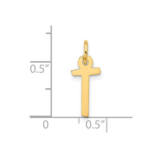 10K Yellow Gold Large Slanted Block Initial T Charm