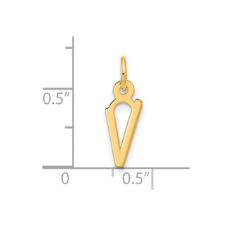 10K Yellow Gold Large Slanted Block Initial V Charm