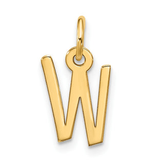 10K Yellow Gold Large Slanted Block Initial W Charm