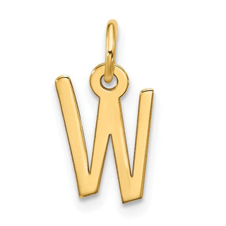 10K Yellow Gold Large Slanted Block Initial W Charm