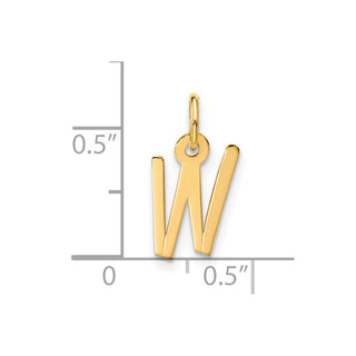 10K Yellow Gold Large Slanted Block Initial W Charm
