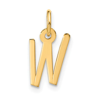10K Yellow Gold Large Slanted Block Initial W Charm