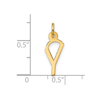 10K Yellow Gold Large Slanted Block Initial Y Charm