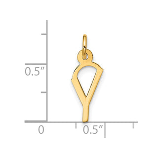 10K Yellow Gold Large Slanted Block Initial Y Charm
