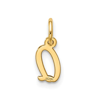 10K Yellow Gold Small Script Initial Q Charm