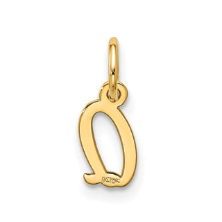 10K Yellow Gold Small Script Initial Q Charm