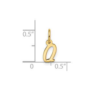 10K Yellow Gold Small Script Initial Q Charm
