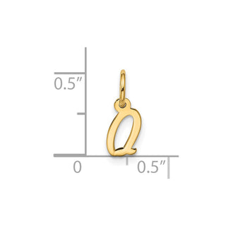 10K Yellow Gold Small Script Initial Q Charm