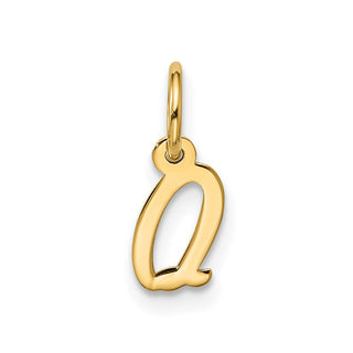 10K Yellow Gold Small Script Initial Q Charm