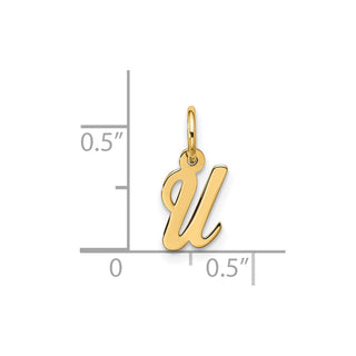 10K Yellow Gold Small Script Initial U Charm