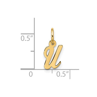10K Yellow Gold Small Script Initial U Charm