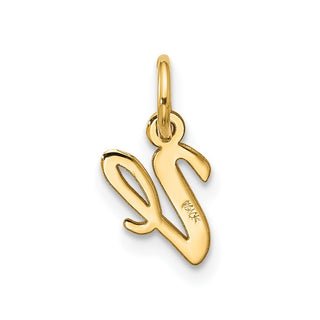 10K Yellow Gold Small Script Initial V Charm 10YC1556V