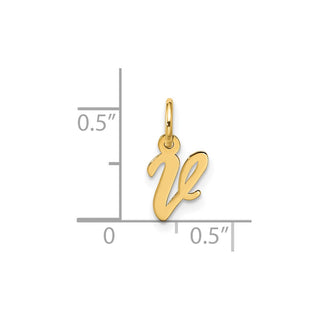 10K Yellow Gold Small Script Initial V Charm 10YC1556V
