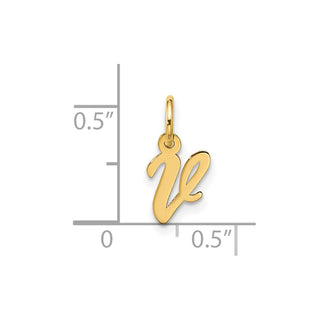 10K Yellow Gold Small Script Initial V Charm 10YC1556V