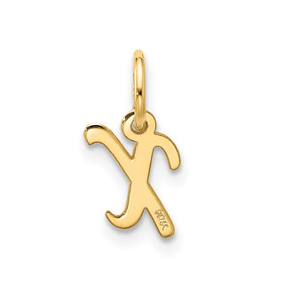 10K Yellow Gold Small Script Initial X Charm