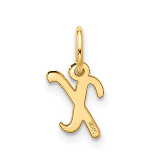 10K Yellow Gold Small Script Initial X Charm