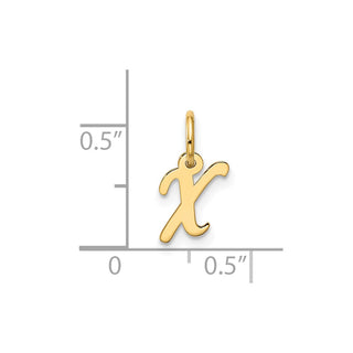 10K Yellow Gold Small Script Initial X Charm