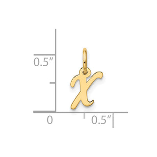 10K Yellow Gold Small Script Initial X Charm
