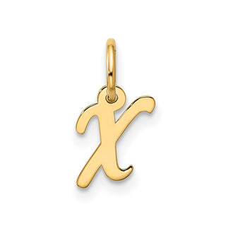 10K Yellow Gold Small Script Initial X Charm