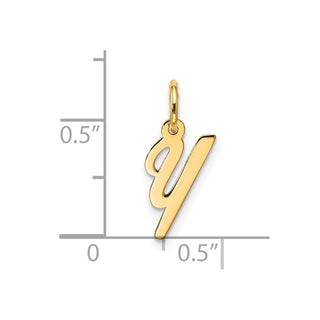 10K Yellow Gold Small Script Initial Y Charm