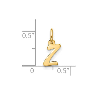 10K Yellow Gold Small Script Initial Z Charm