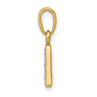 10K Yellow Gold and Rhodium-plating Diamond Initial A Pendant