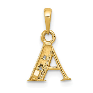 10K Yellow Gold and Rhodium-plating Diamond Initial A Pendant