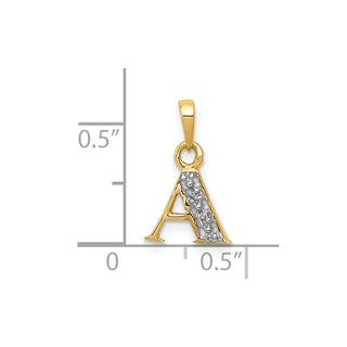 10K Yellow Gold and Rhodium-plating Diamond Initial A Pendant