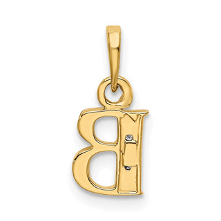 10K Yellow Gold and Rhodium-plating Diamond Initial B Pendant