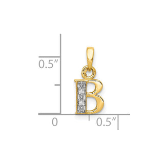 10K Yellow Gold and Rhodium-plating Diamond Initial B Pendant