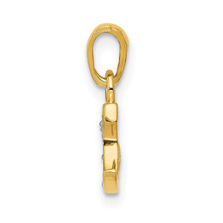 10K Yellow Gold and Rhodium-plating Diamond Initial C Pendant