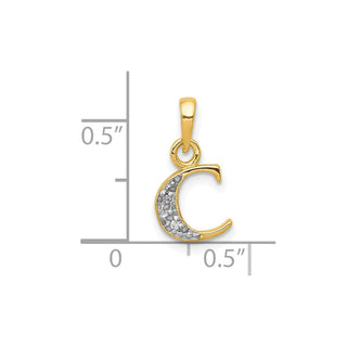 10K Yellow Gold and Rhodium-plating Diamond Initial C Pendant