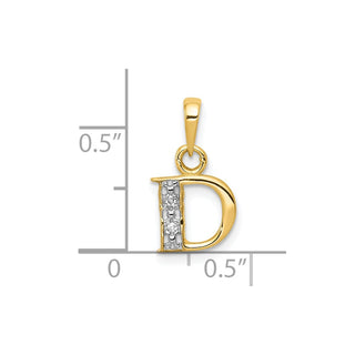 10K Yellow Gold and Rhodium-plating Diamond Initial D Pendant