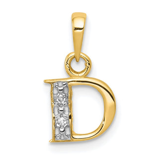 10K Yellow Gold and Rhodium-plating Diamond Initial D Pendant