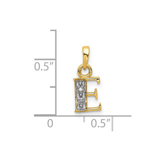 10K Yellow Gold and Rhodium-plated Diamond Initial E Charm