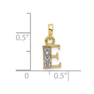 10K Yellow Gold and Rhodium-plated Diamond Initial E Charm