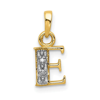 10K Yellow Gold and Rhodium-plated Diamond Initial E Charm