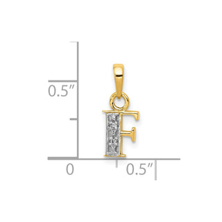 10K Yellow Gold and Rhodium-plated Diamond Initial F Charm