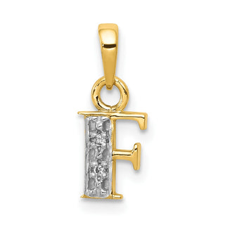 10K Yellow Gold and Rhodium-plated Diamond Initial F Charm
