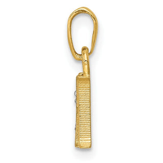10K Yellow Gold and Rhodium-plated Diamond Initial H Charm