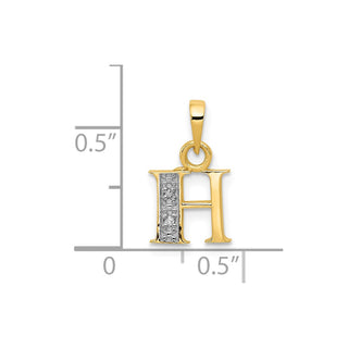 10K Yellow Gold and Rhodium-plated Diamond Initial H Charm