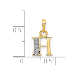 10K Yellow Gold and Rhodium-plated Diamond Initial H Charm