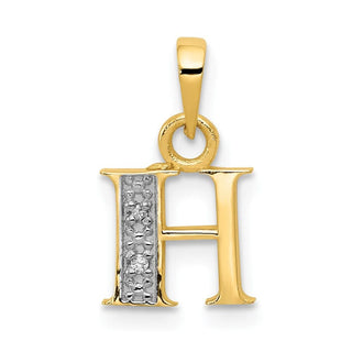 10K Yellow Gold and Rhodium-plated Diamond Initial H Charm