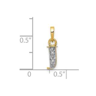 10K Yellow Gold and Rhodium-plated Diamond Initial J Charm