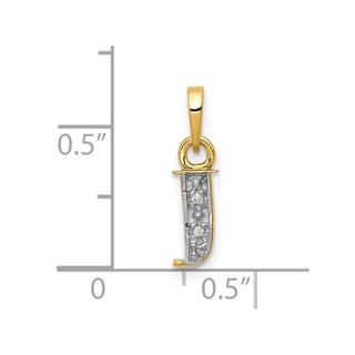 10K Yellow Gold and Rhodium-plated Diamond Initial J Charm