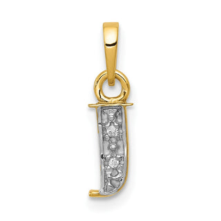 10K Yellow Gold and Rhodium-plated Diamond Initial J Charm