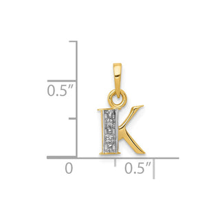 10K Yellow Gold and Rhodium-plated Diamond Initial K Charm