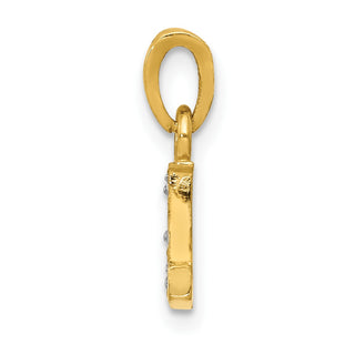 10K Yellow Gold and Rhodium-plated Diamond Initial L Charm