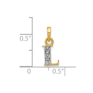 10K Yellow Gold and Rhodium-plated Diamond Initial L Charm