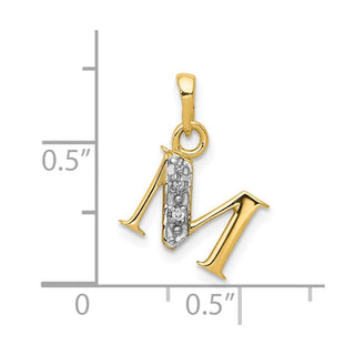 10K Yellow Gold and Rhodium-plated Diamond Initial M Charm